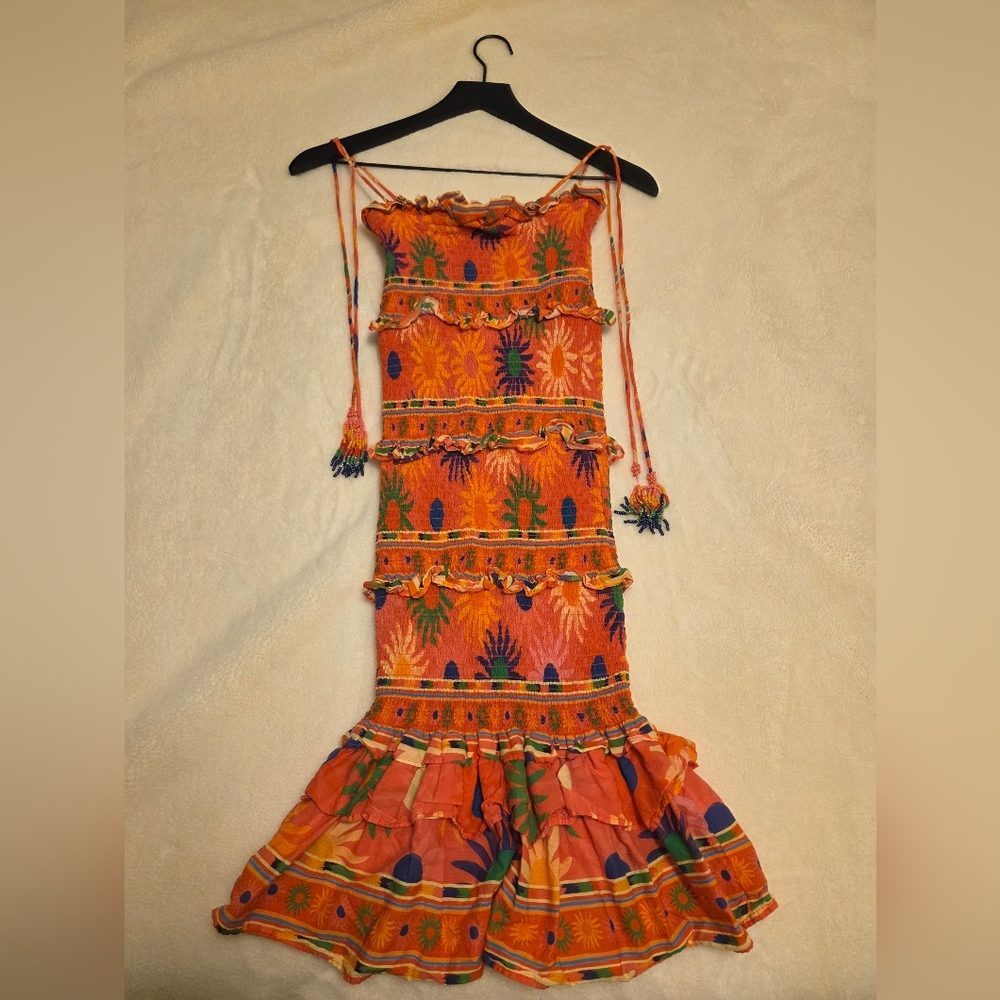 Farm Rio Coral Summer Sun Mini Dress, XXS